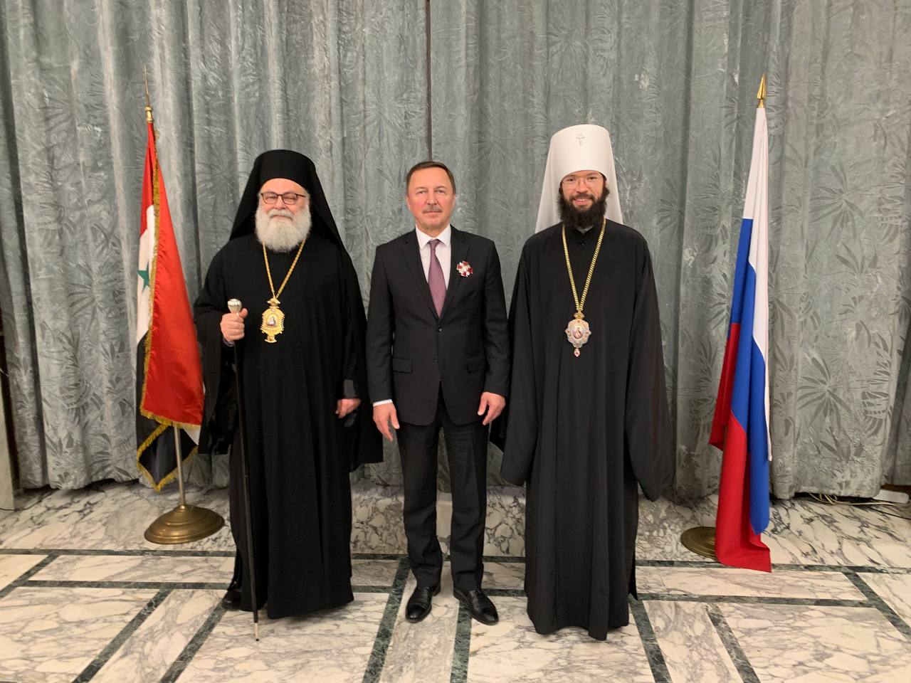 Блаженнейший Патриарх Антиохийский Иоанн X и митрополит Волоколамский Антоний посетили прием в Посольстве России в Сирии